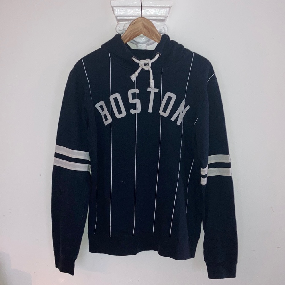 ⚾️🦞 Pinstriped Vintage Baseball Hoodie by 1991 Brand Sz Medium Blue White 🍩⚾️
